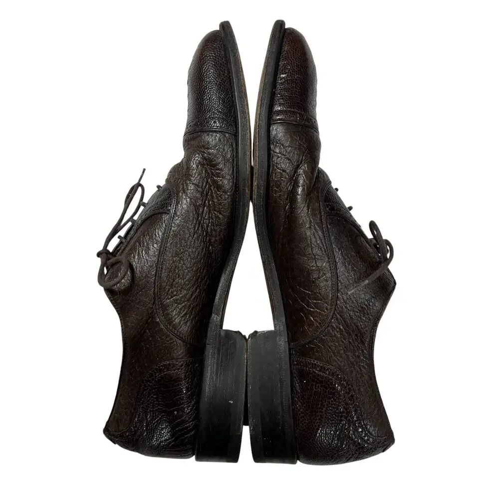 Magnanni 8761 Brown Ostrich Leather Oxford Dress Shoes MENS 42 US 9 Lace Up